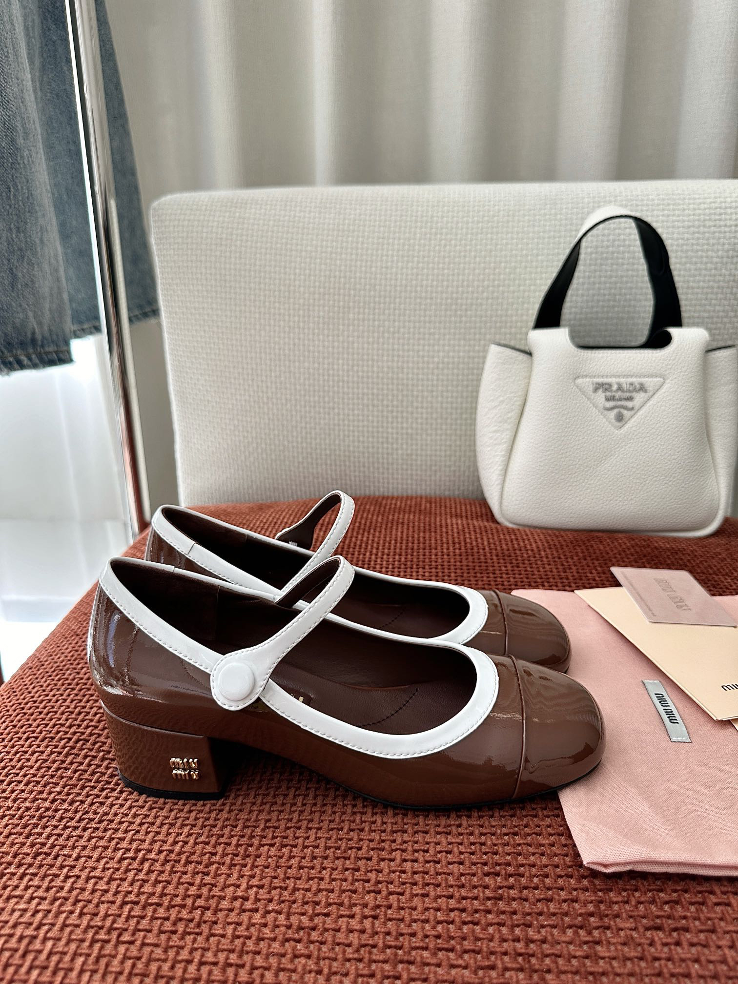 Miu Miu color-blocked Mary Jane flats