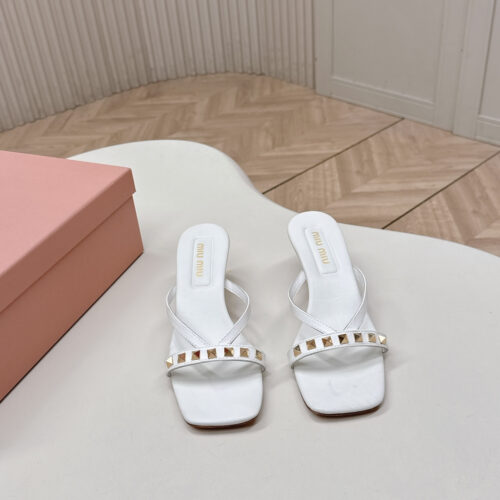 Alternative view of Miu Miu Studded Strappy Square Toe High-Heeled Sandals