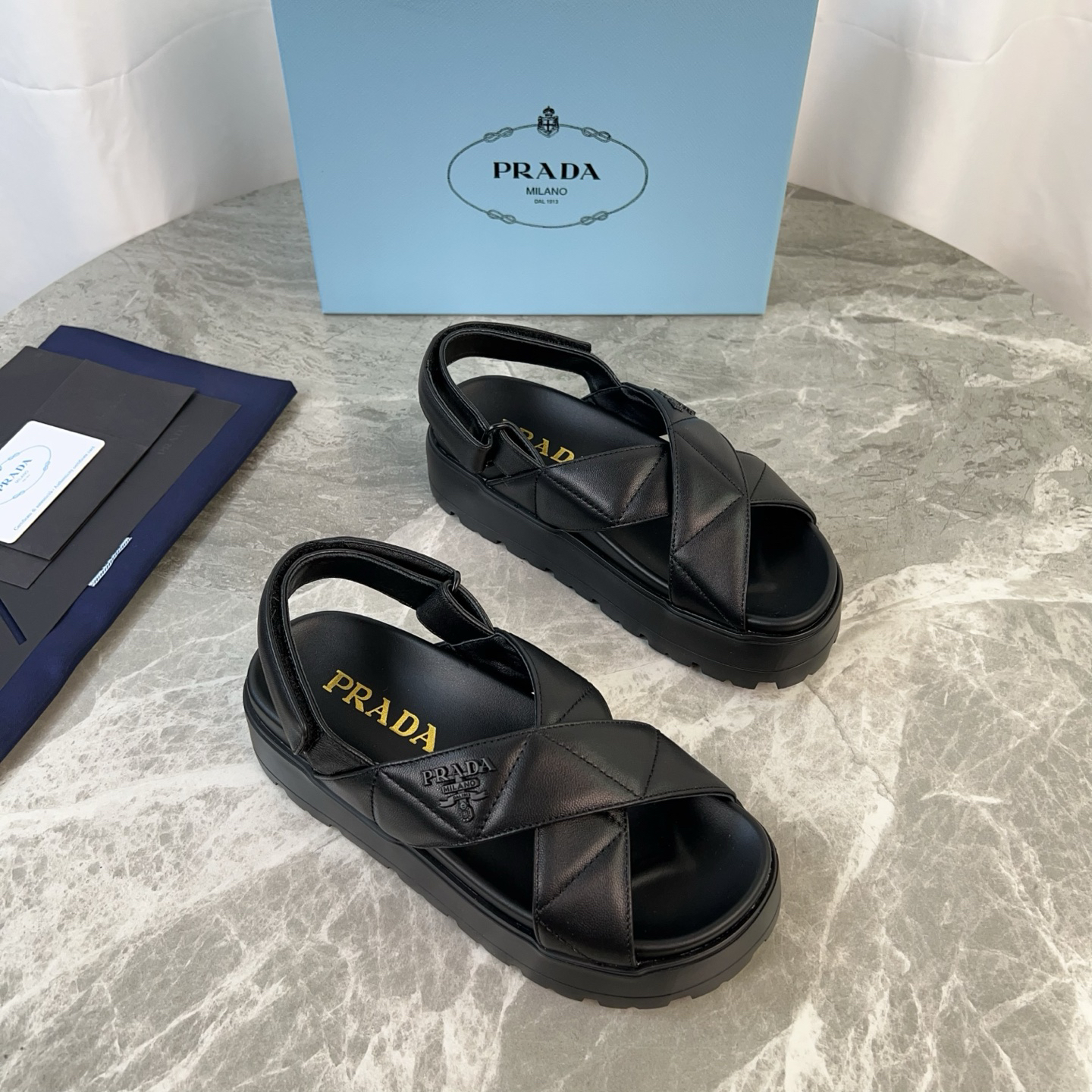PRADA quilted cross-over platform sandals with back strap - Image 3