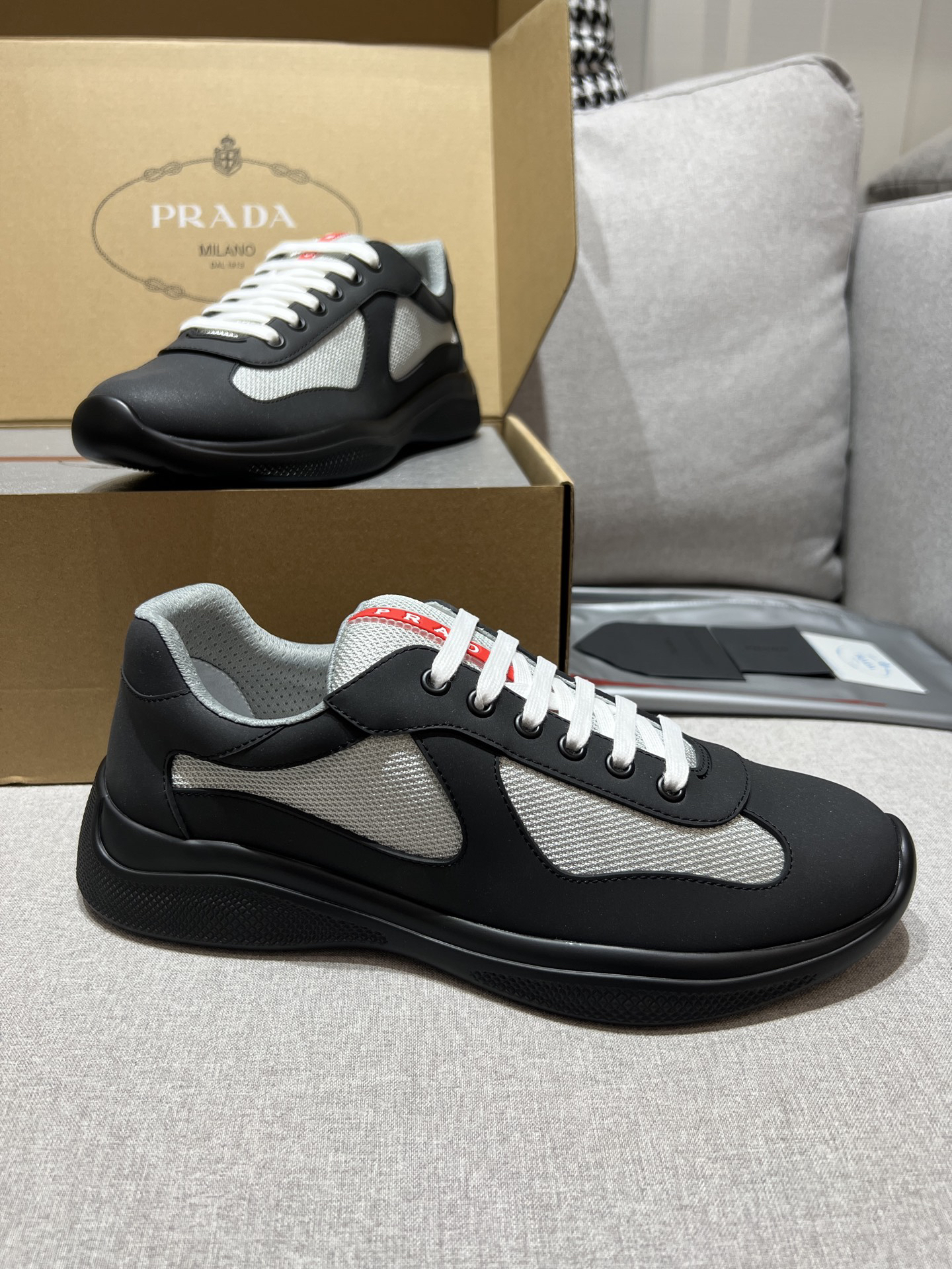 PRADA Prax 01 Glossy Mesh Casual Sneakers - Image 3