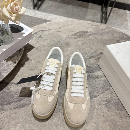 PRADA patchwork lace platform casual sneakers