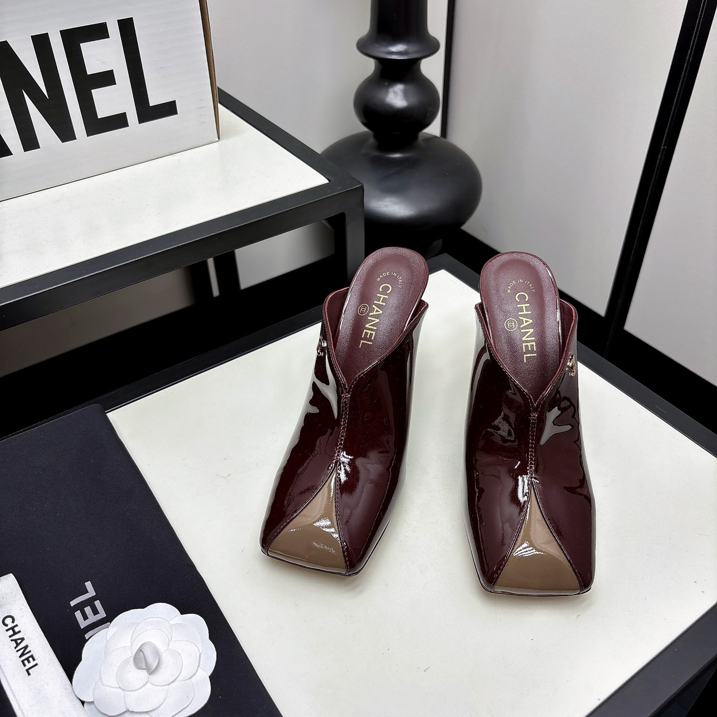 CHANEL color-blocked square-toe stiletto mule sandals - Image 2