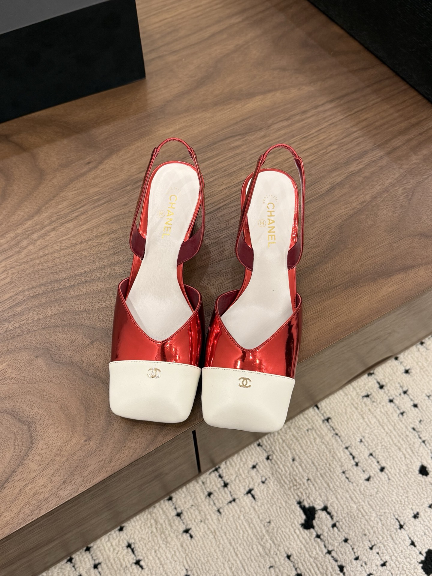 CHANEL Square Toe Open Back Slingback High Heels - Image 2