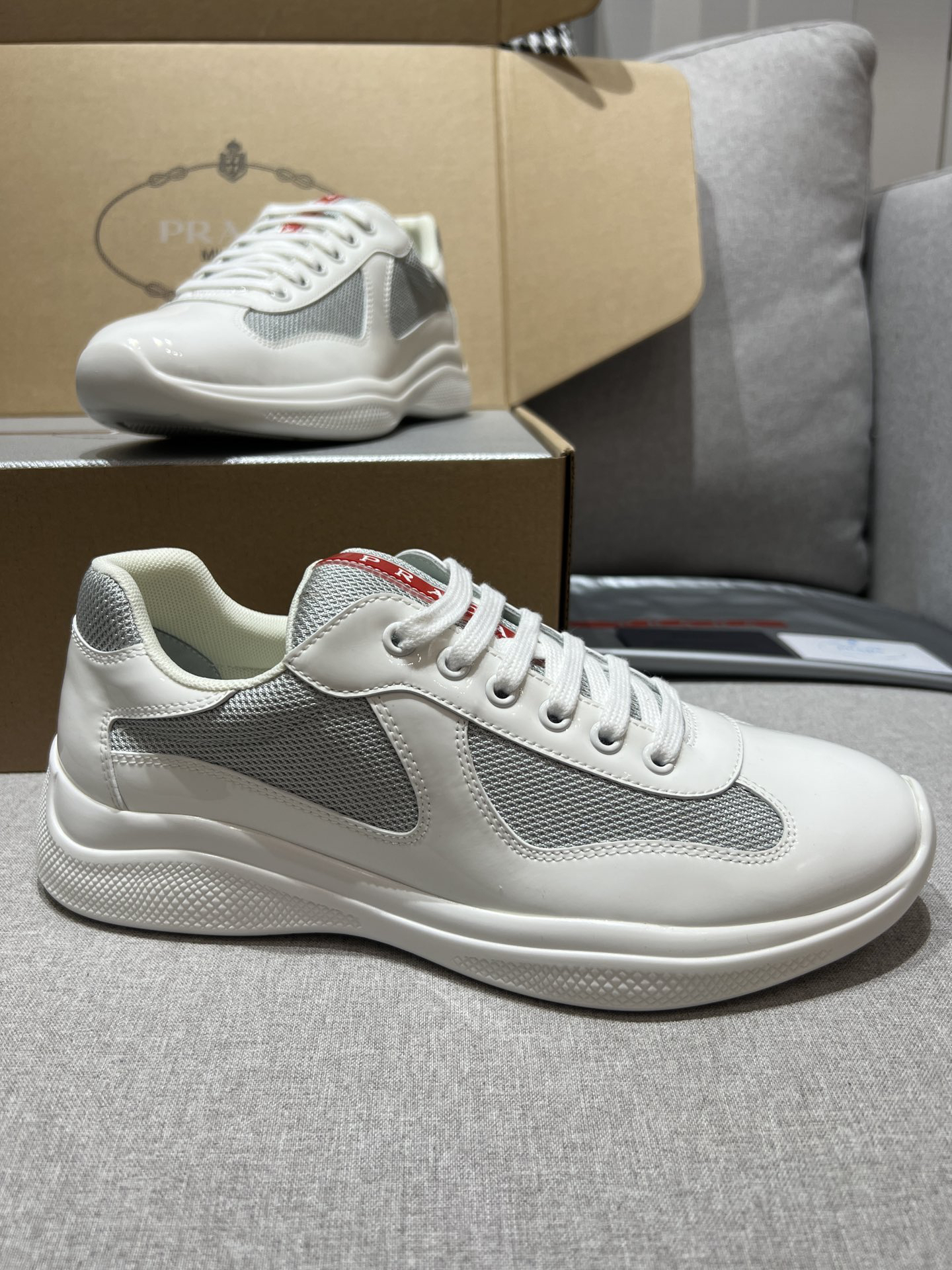 PRADA Prax 01 Glossy Mesh Casual Sneakers - Image 4