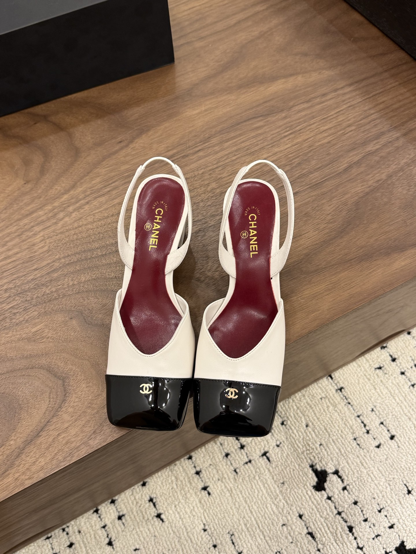 CHANEL Square Toe Open Back Slingback High Heels - Image 5
