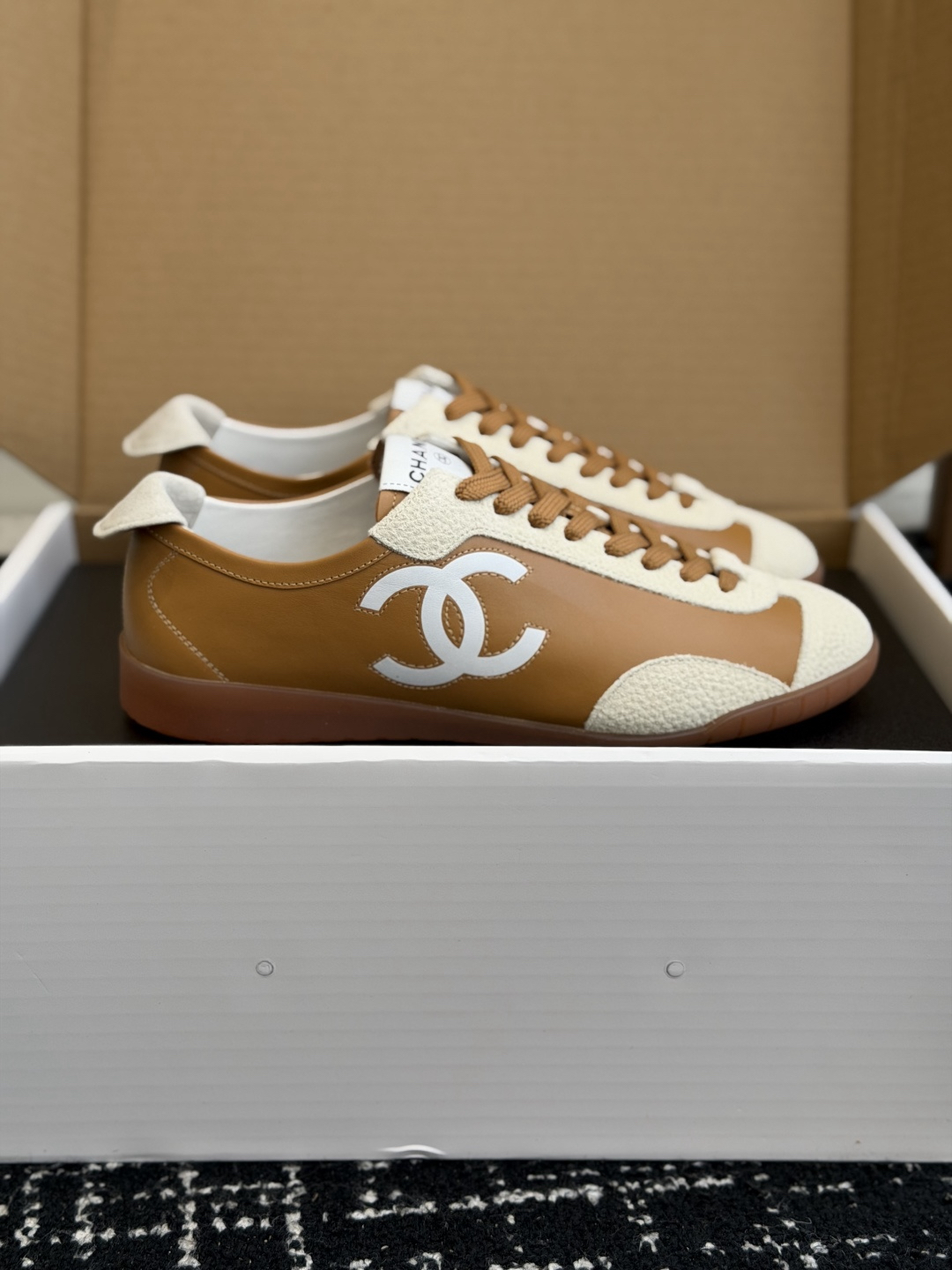 CHANEL Retro Color Block German Training Casual Sneakers - Image 2