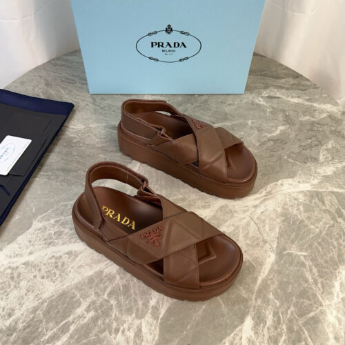 PRADA quilted cross-over platform sandals with back strap