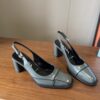 PRADA Square Toe Chunky Heel Open Back Slingback Sandals