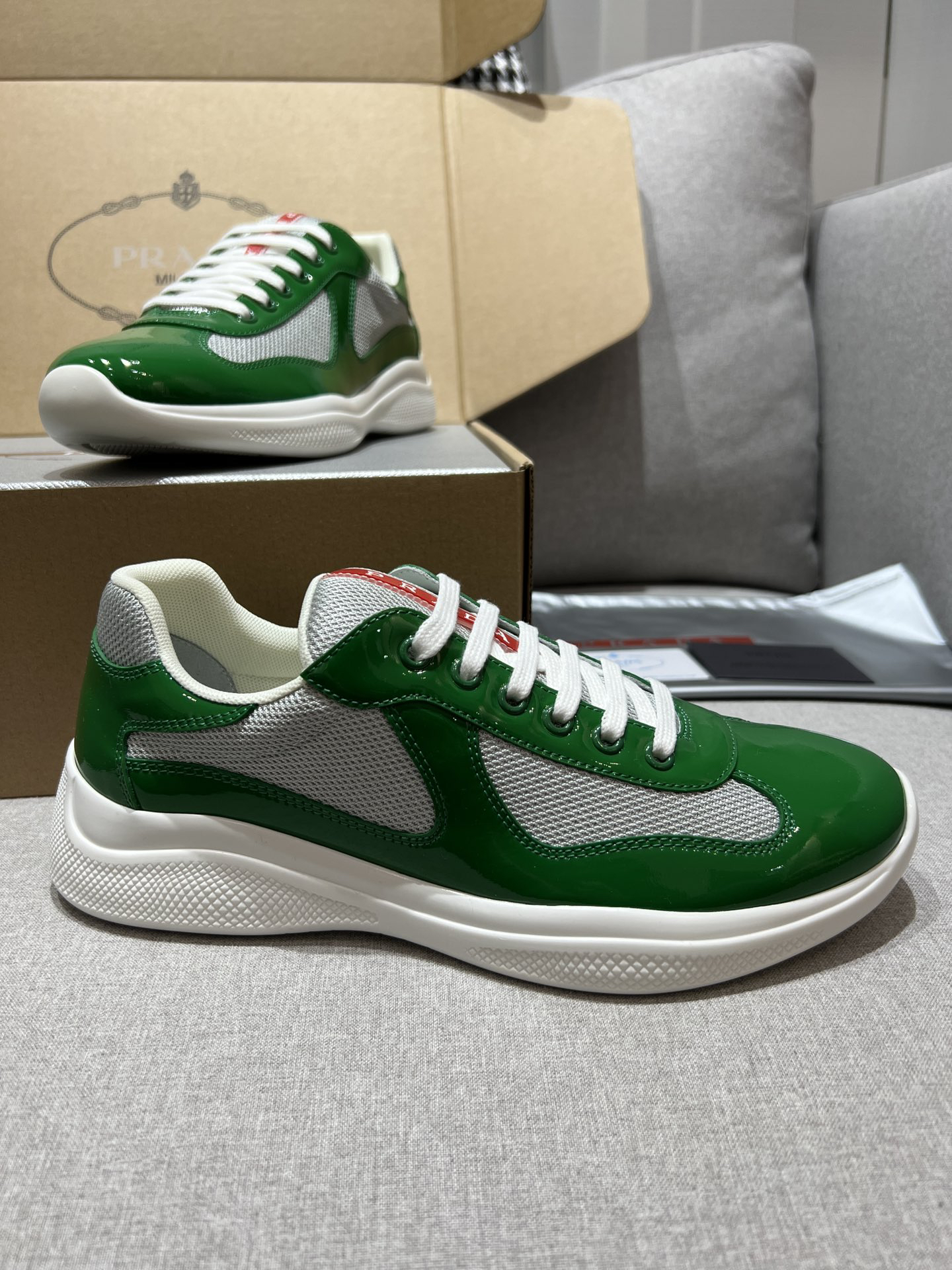 PRADA Prax 01 Glossy Mesh Casual Sneakers