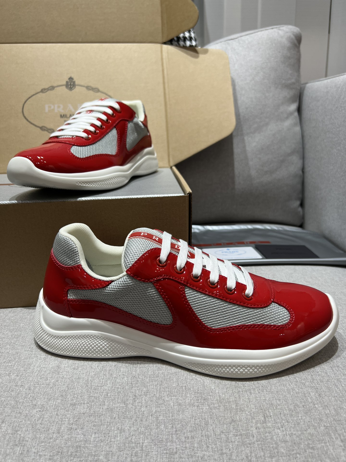 PRADA Prax 01 Glossy Mesh Casual Sneakers - Image 5
