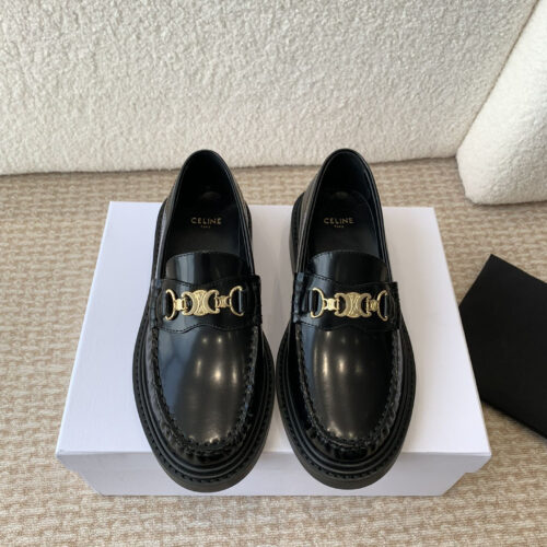 Alternative view of Arc de Triomphe pleated platform loafers by CELINE