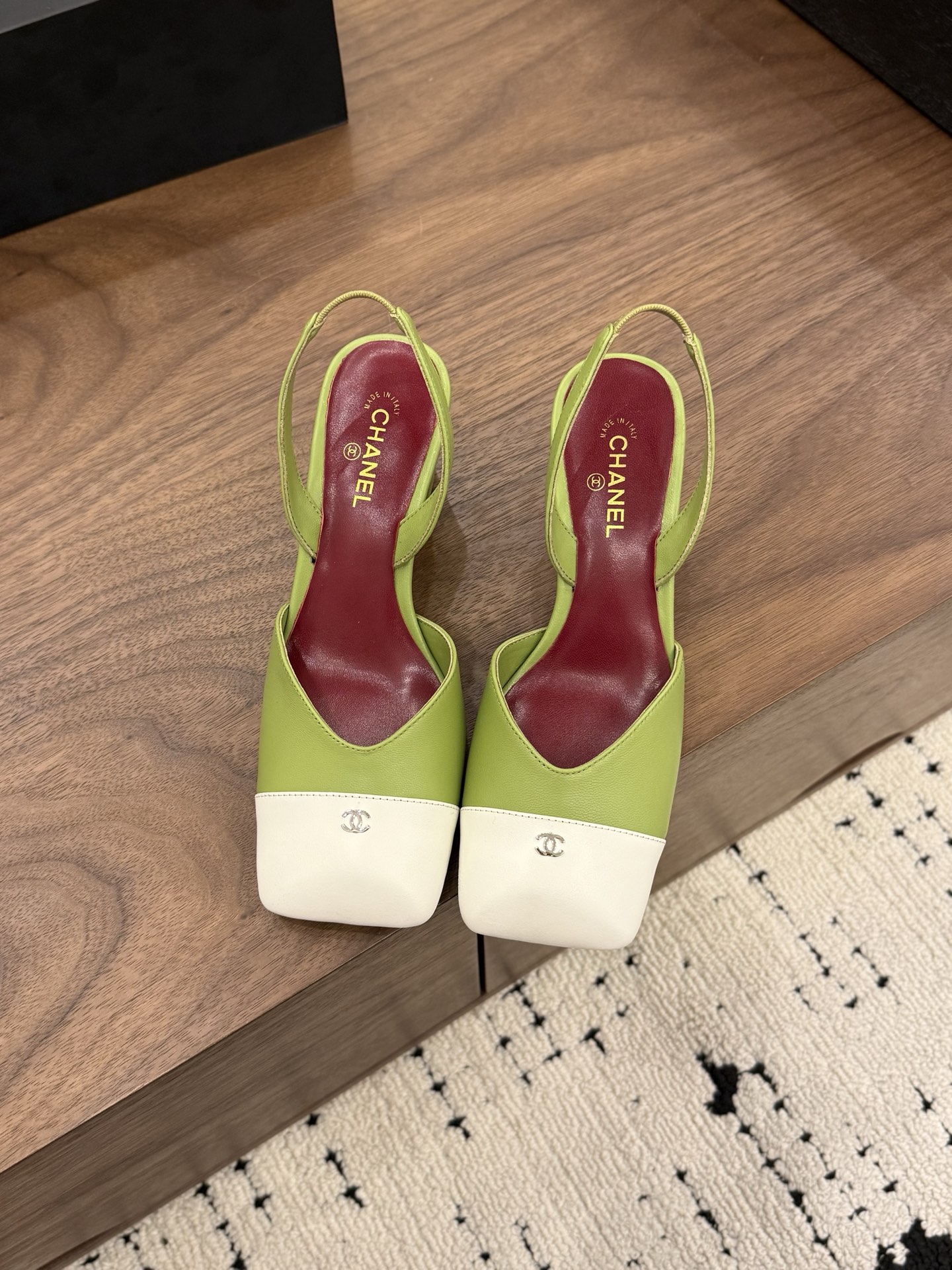 CHANEL Square Toe Open Back Slingback High Heels - Image 7