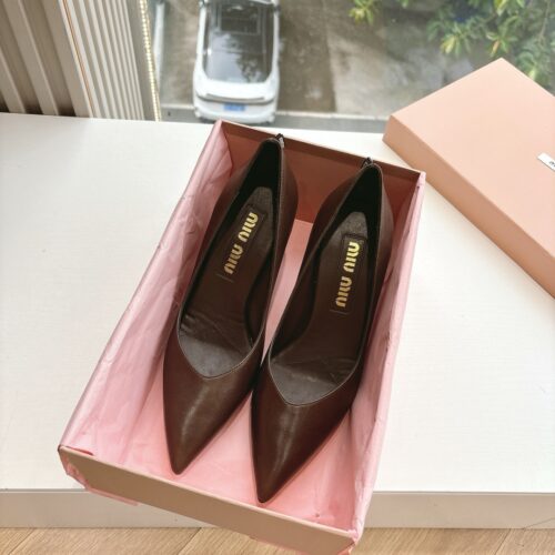 Miu Miu Retro Pointed Toe V-Cut Stiletto Heels