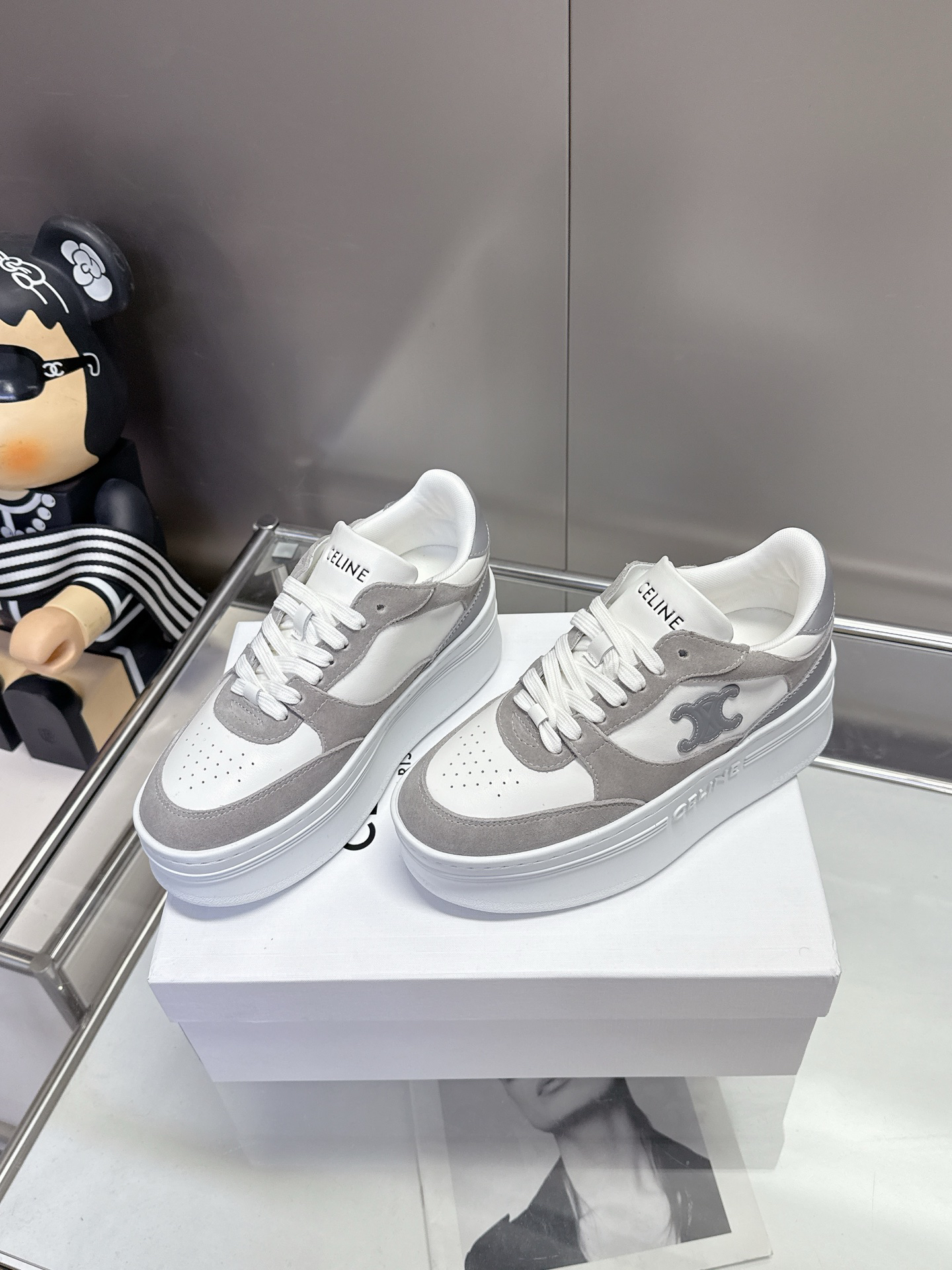 CELINE Arc de Triomphe Color Block Platform Casual Sneakers - Image 3