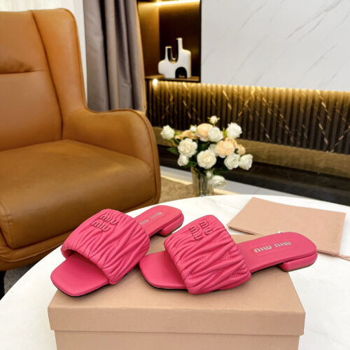 Alternative view of Miu Miu Matelassé Pleated Flat Sandals