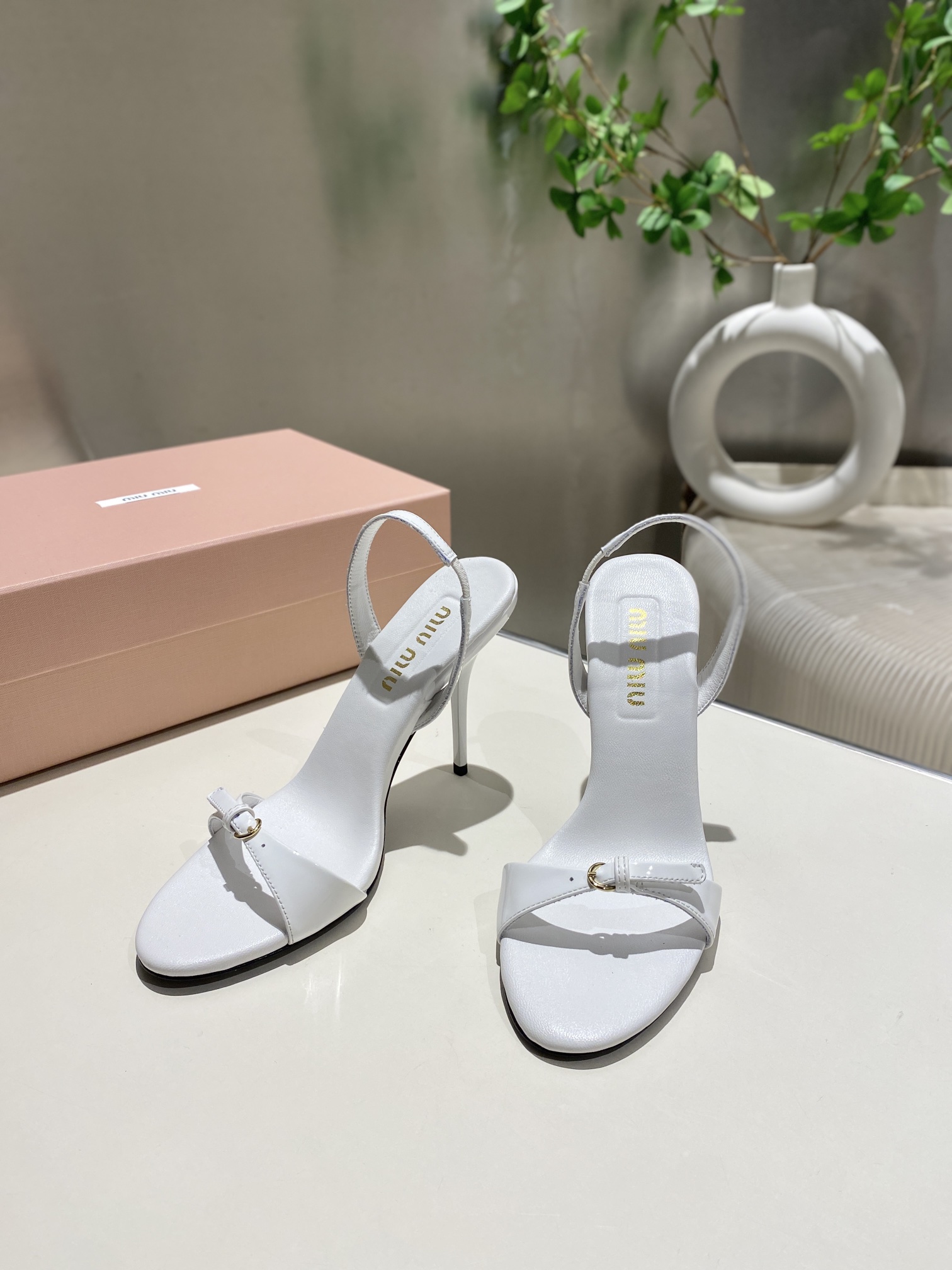 Miu Miu Bow-Tie Stiletto Sandals with Back Strap Open Toe - Image 3