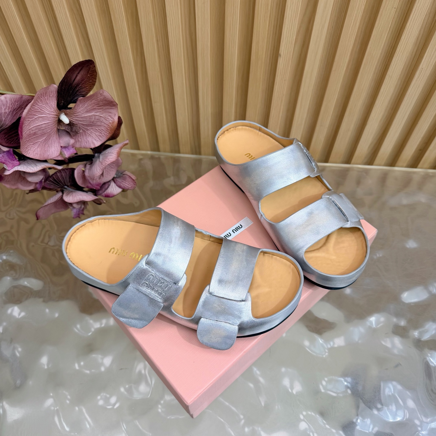 Miu Miu Double Velcro Platform Birkenstock Sandals - Image 4