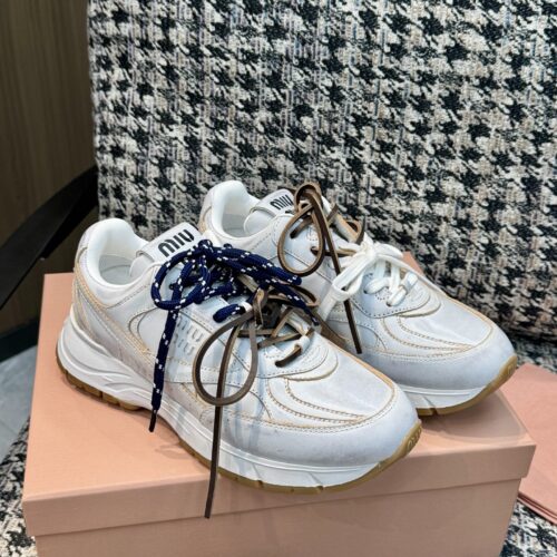Alternative view of Miu Miu distressed color-washed retro casual dad sneakers