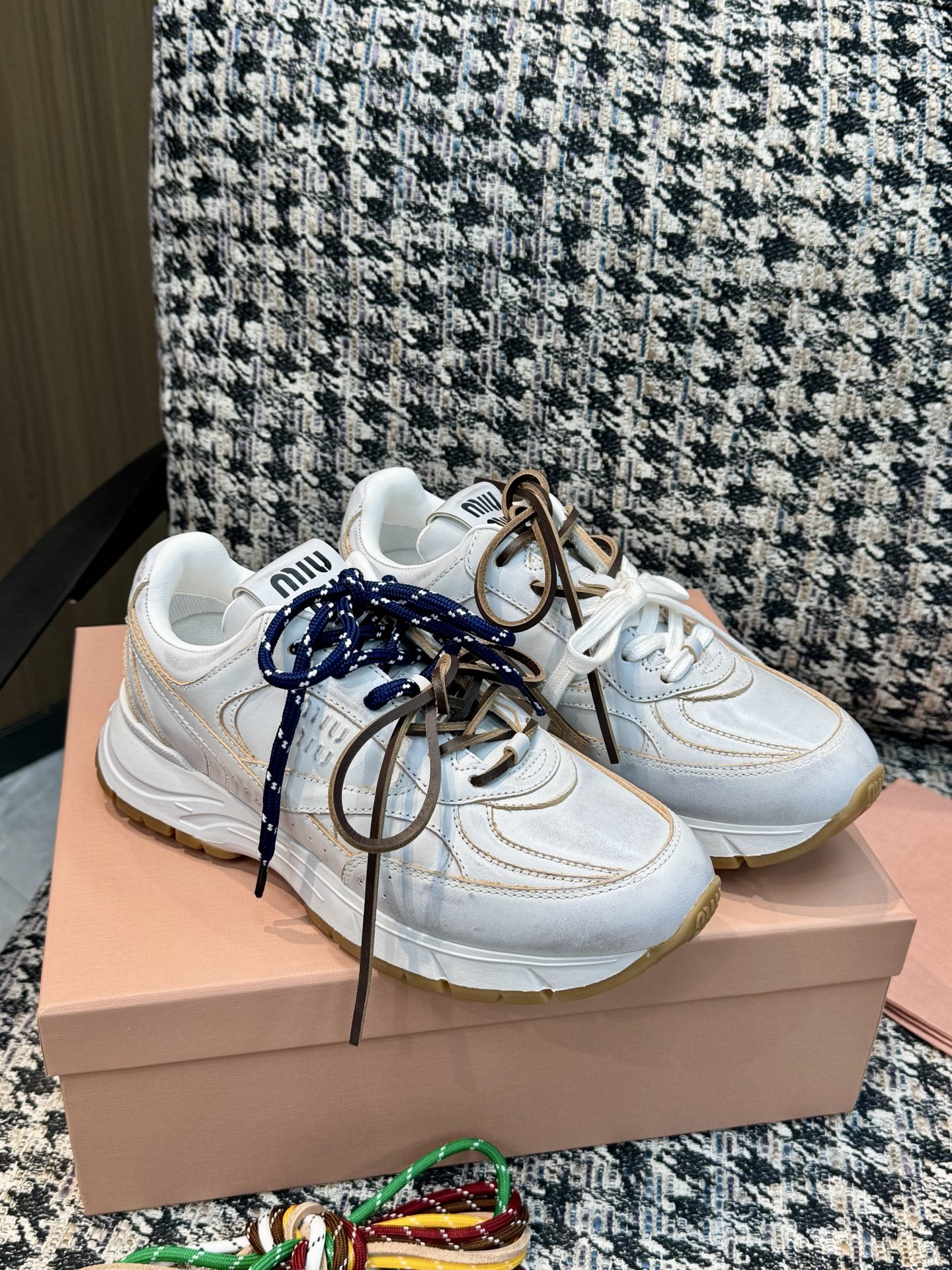 Miu Miu distressed color-washed retro casual dad sneakers - Image 2