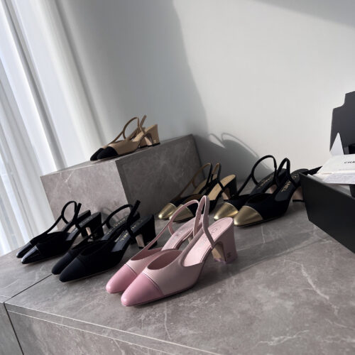 Alternative view of CHANEL classic color-blocked open-back slingback chunky heel sandals
