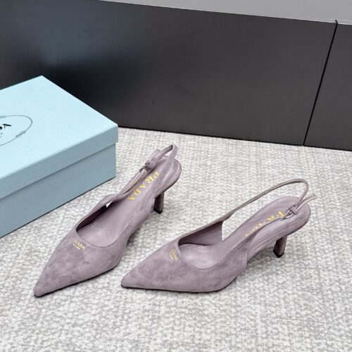 PRADA pointed-toe suede open-back slingback high heels