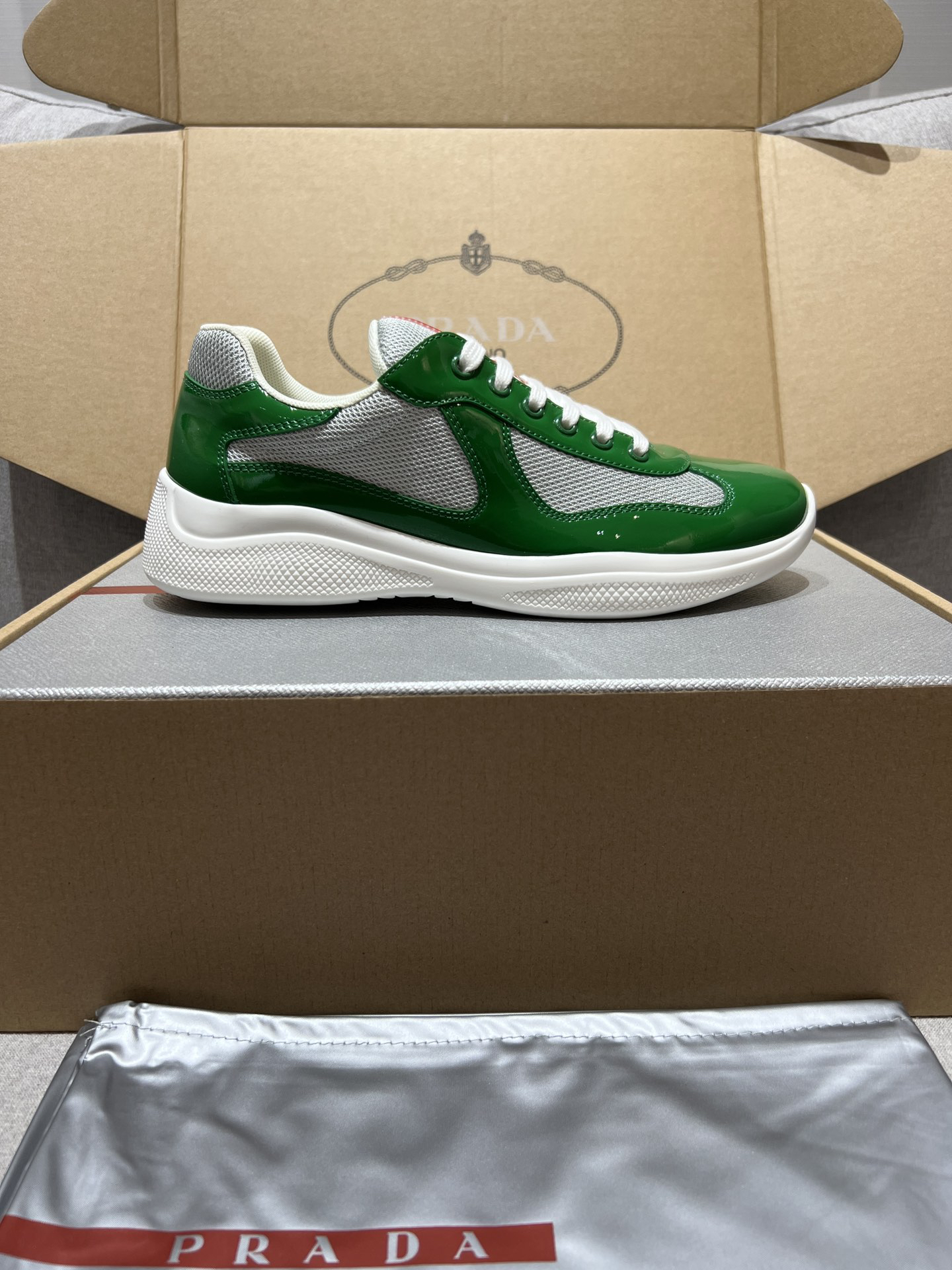 PRADA Prax 01 Glossy Mesh Casual Sneakers - Image 7