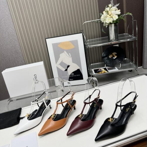Alternative view of CELINE Triomphe T-strap pointed-toe stiletto sandals