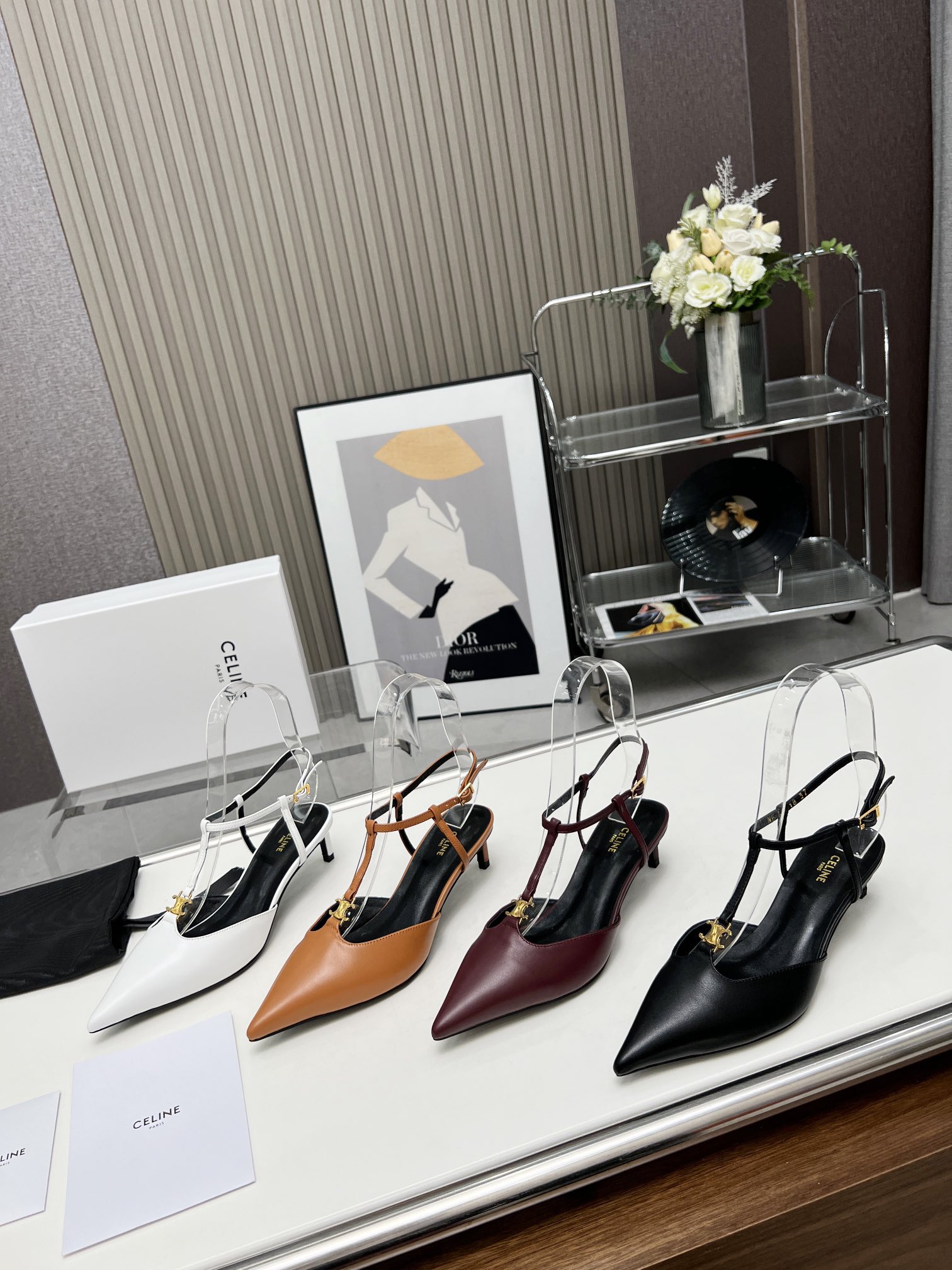 CELINE Triomphe T-strap pointed-toe stiletto sandals - Image 2