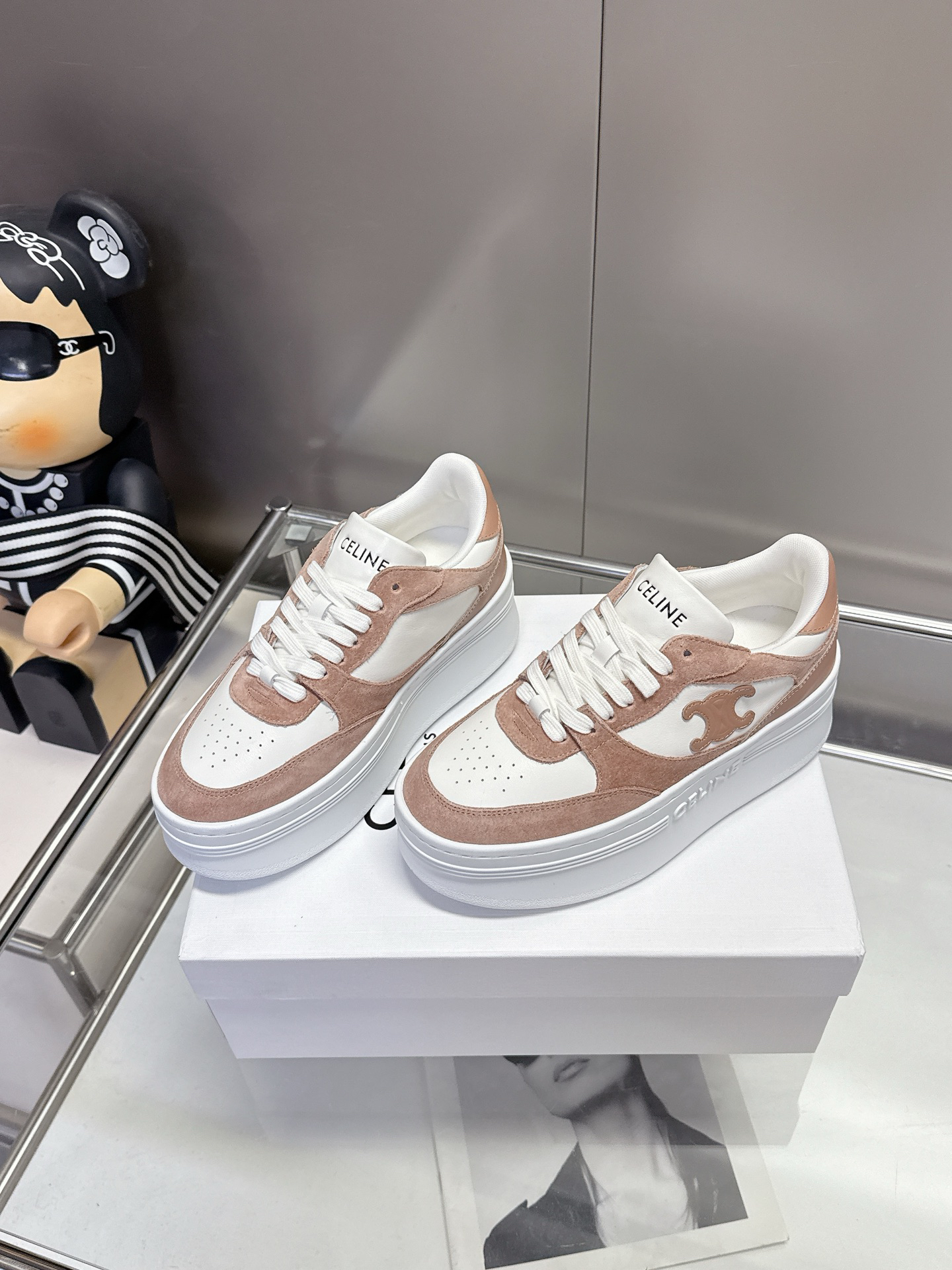 CELINE Arc de Triomphe Color Block Platform Casual Sneakers