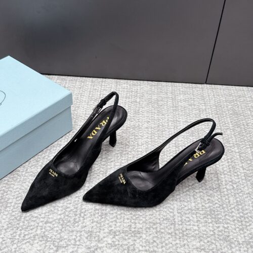 Alternative view of PRADA pointed-toe suede open-back slingback high heels