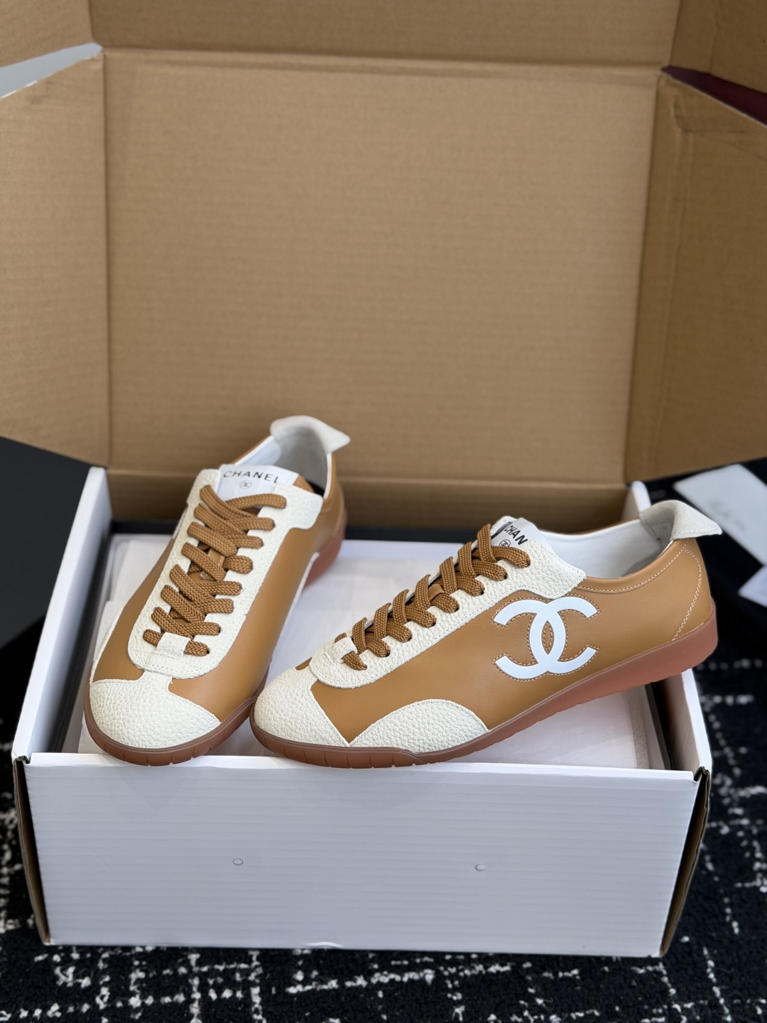CHANEL Retro Color Block German Training Casual Sneakers