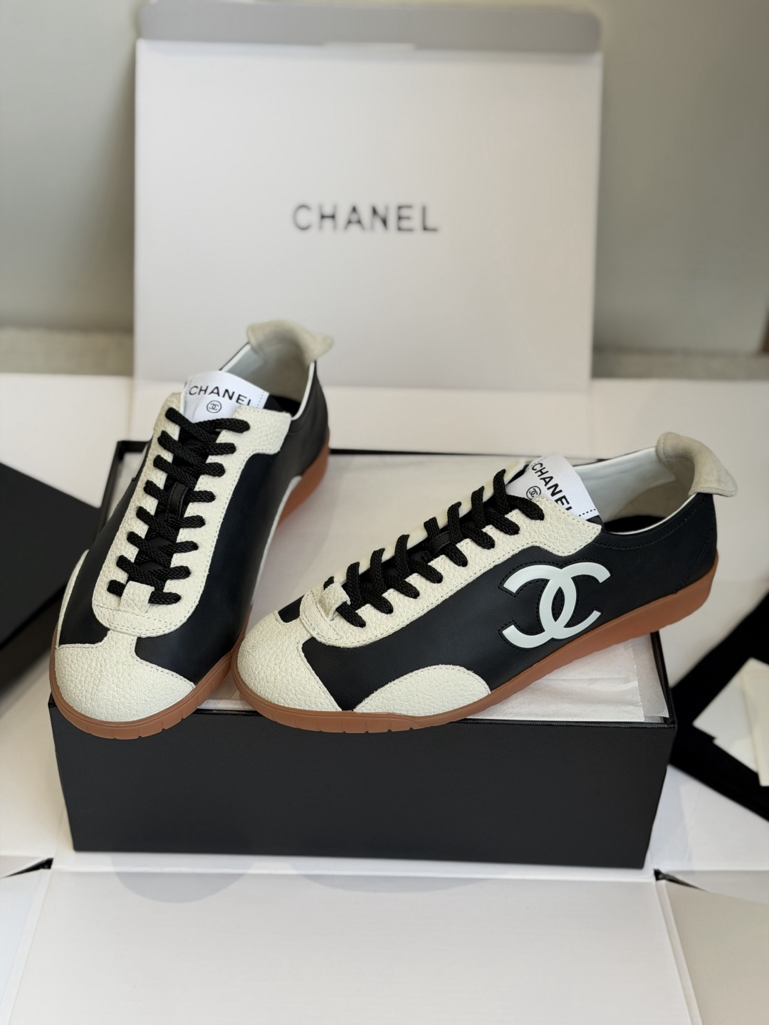 CHANEL Retro Color Block German Training Casual Sneakers - Image 7