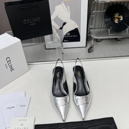 Alternative view of CELINE Arc de Triomphe Pointed-Toe Open-Back Stiletto Sandals