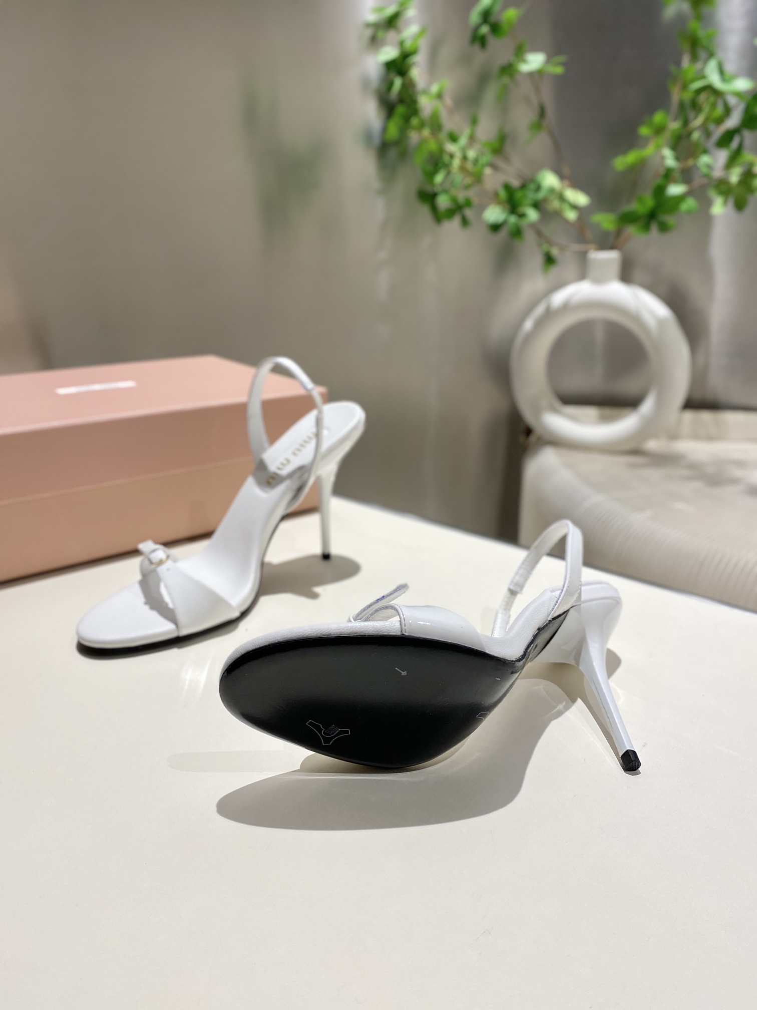 Miu Miu Bow-Tie Stiletto Sandals with Back Strap Open Toe - Image 5