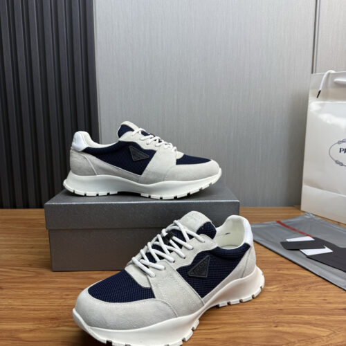 Alternative view of PRADA Triangle Logo Suede Mesh Retro Casual Sneakers