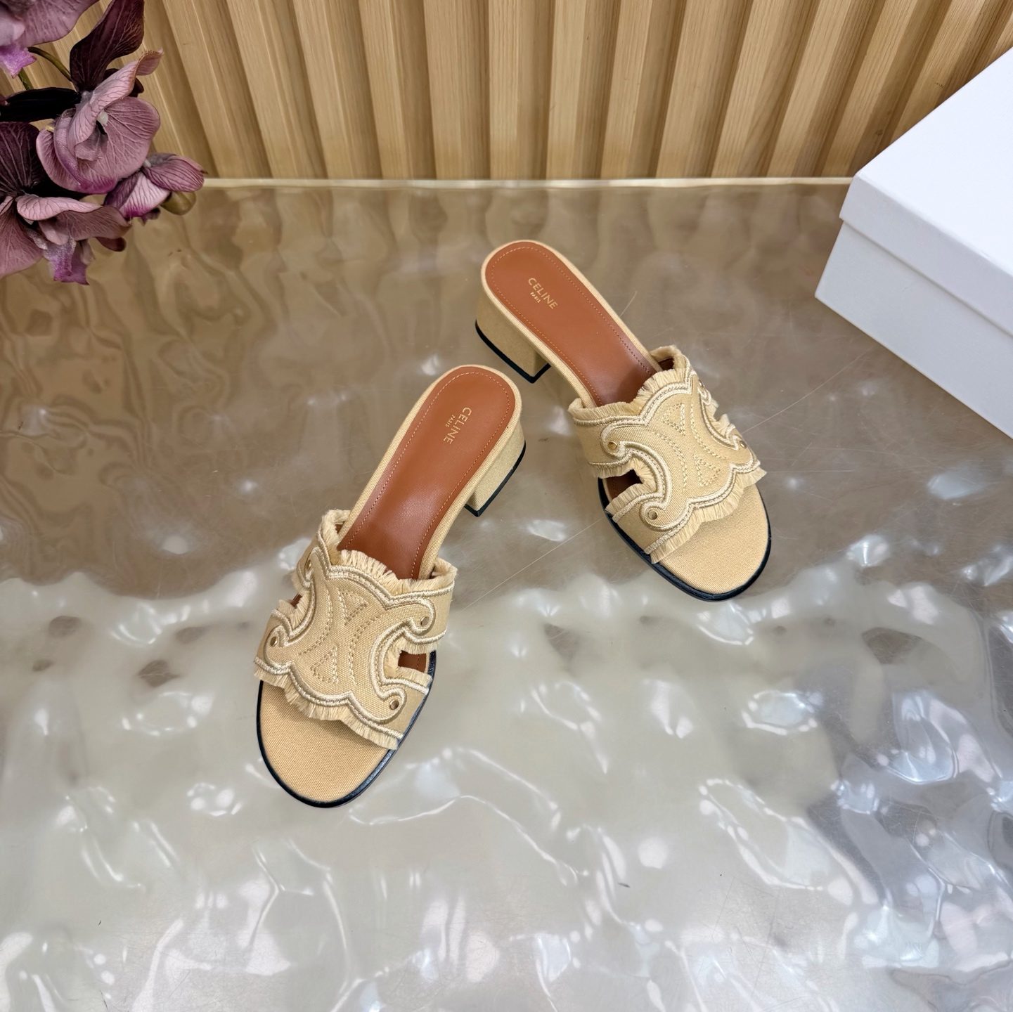 CELINE Arc de Triomphe Carved Chunky Heel Sandals - Image 5