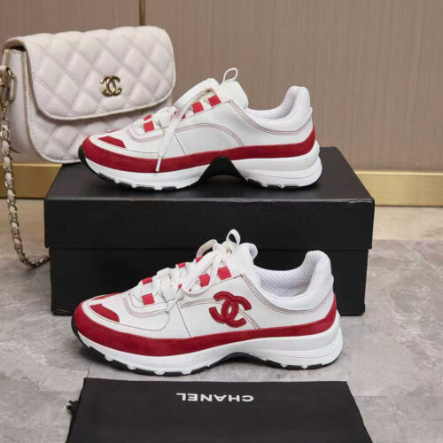 Alternative view of CHANEL color-blocked double C platform casual sneakers for men and women.