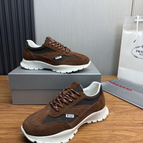 PRADA Retro Suede Patchwork Casual Running Shoes, Unisex