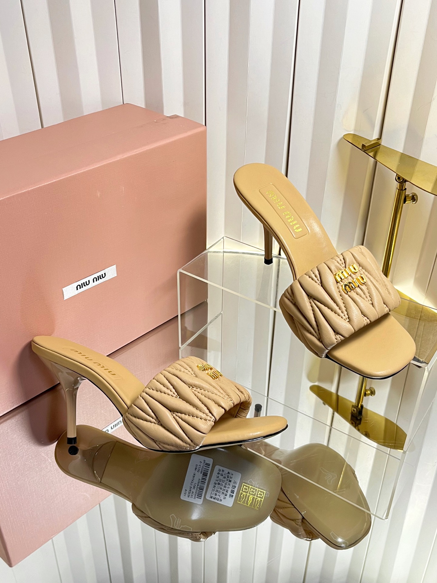 Miu Miu Matelassé pleated stiletto sandals - Image 7