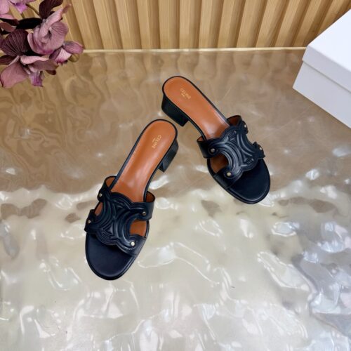 CELINE Arc de Triomphe Carved Chunky Heel Sandals