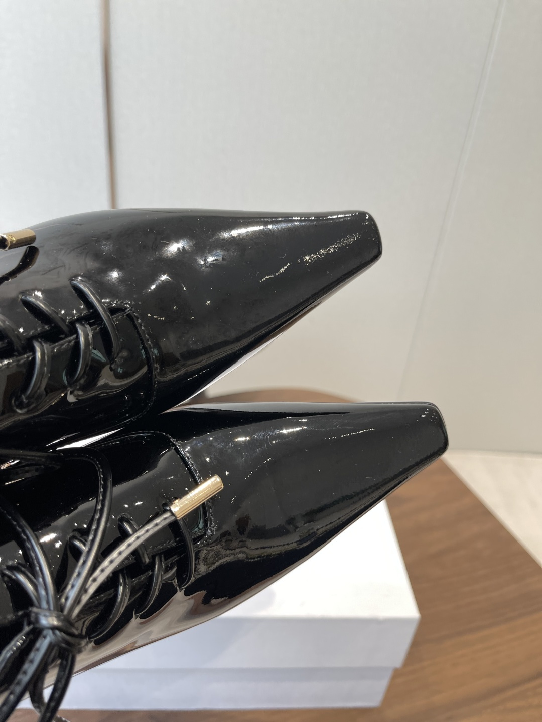 CELINE patent leather pointed-toe lace-up Oxford shoes - Image 7