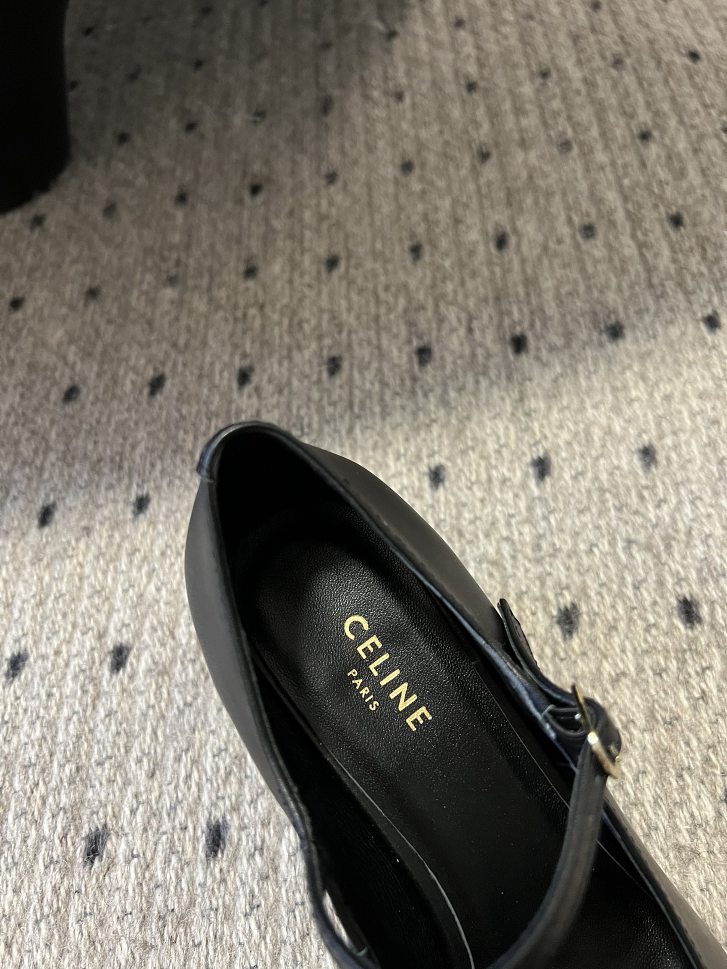 CELINE Perforated Arc de Triomphe Mary Jane Chunky Heel Shoes - Image 5