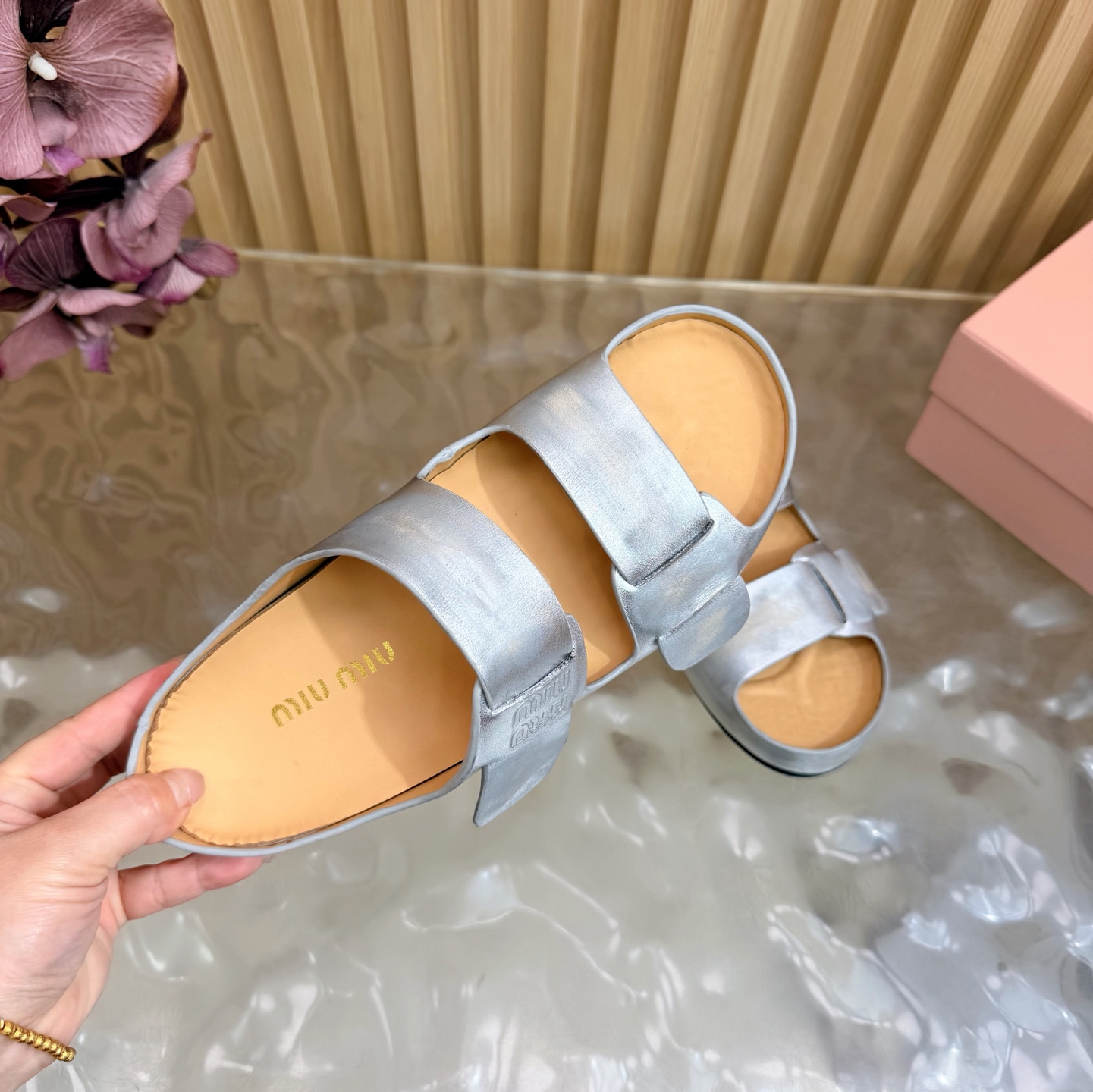 Miu Miu Double Velcro Platform Birkenstock Sandals - Image 8