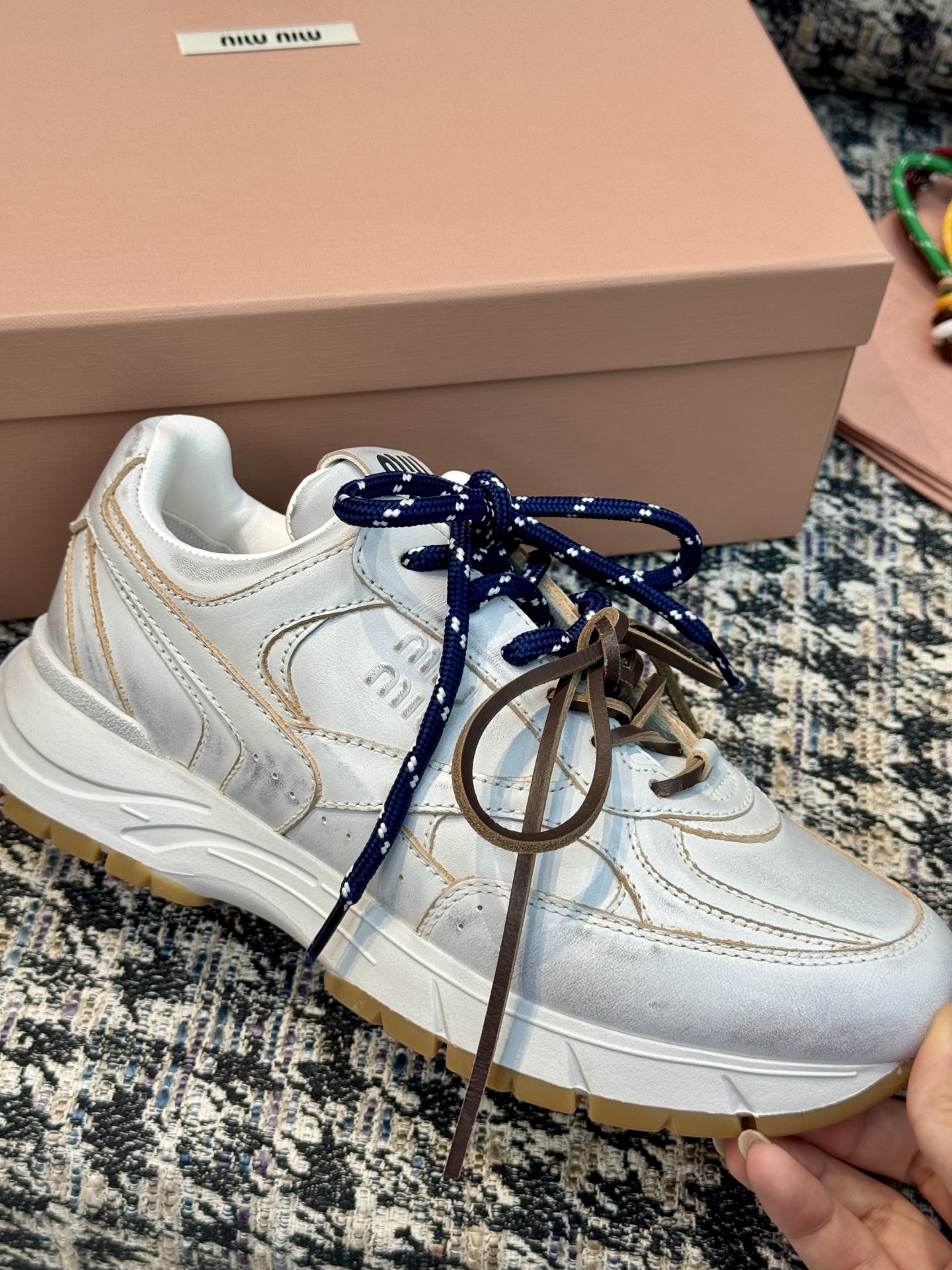 Miu Miu distressed color-washed retro casual dad sneakers - Image 6