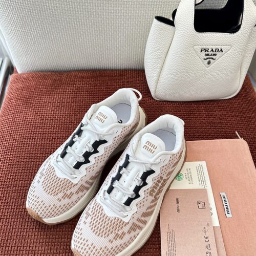 Alternative view of Miu Miu leopard print mesh platform casual dad shoes
