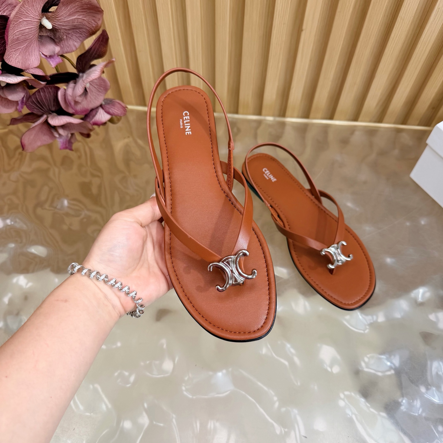 CELINE thong back strap flat sandals - Image 7