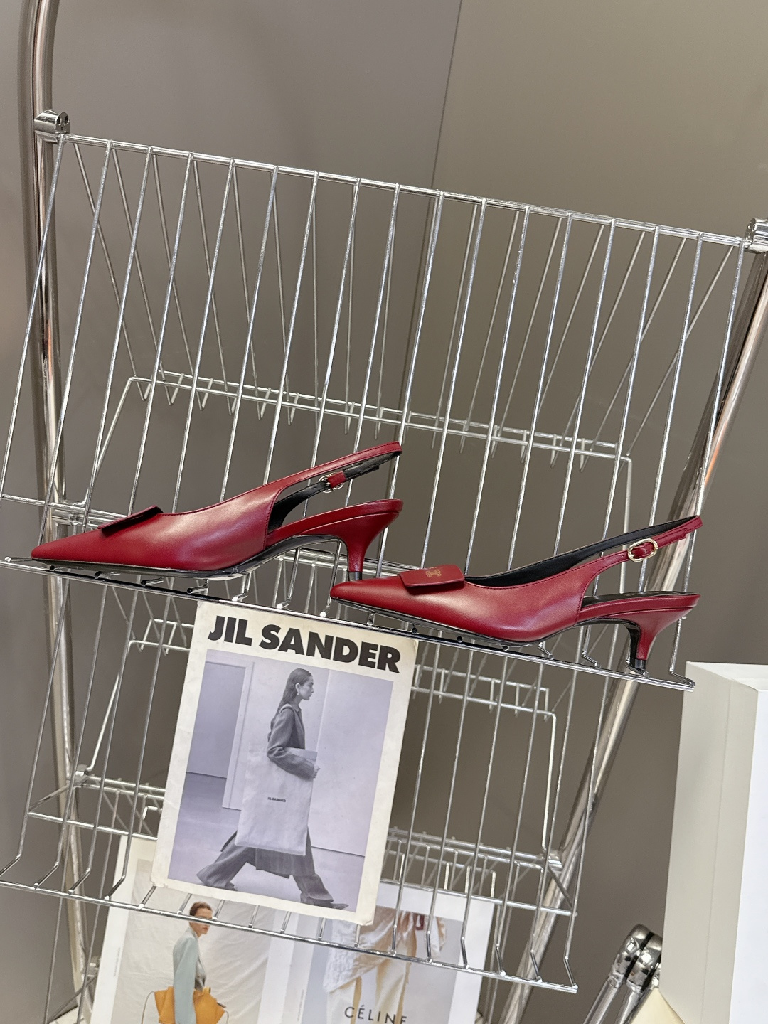 CELINE Arc de Triomphe Square Pointed Toe Open Back Stiletto Sandals - Image 8