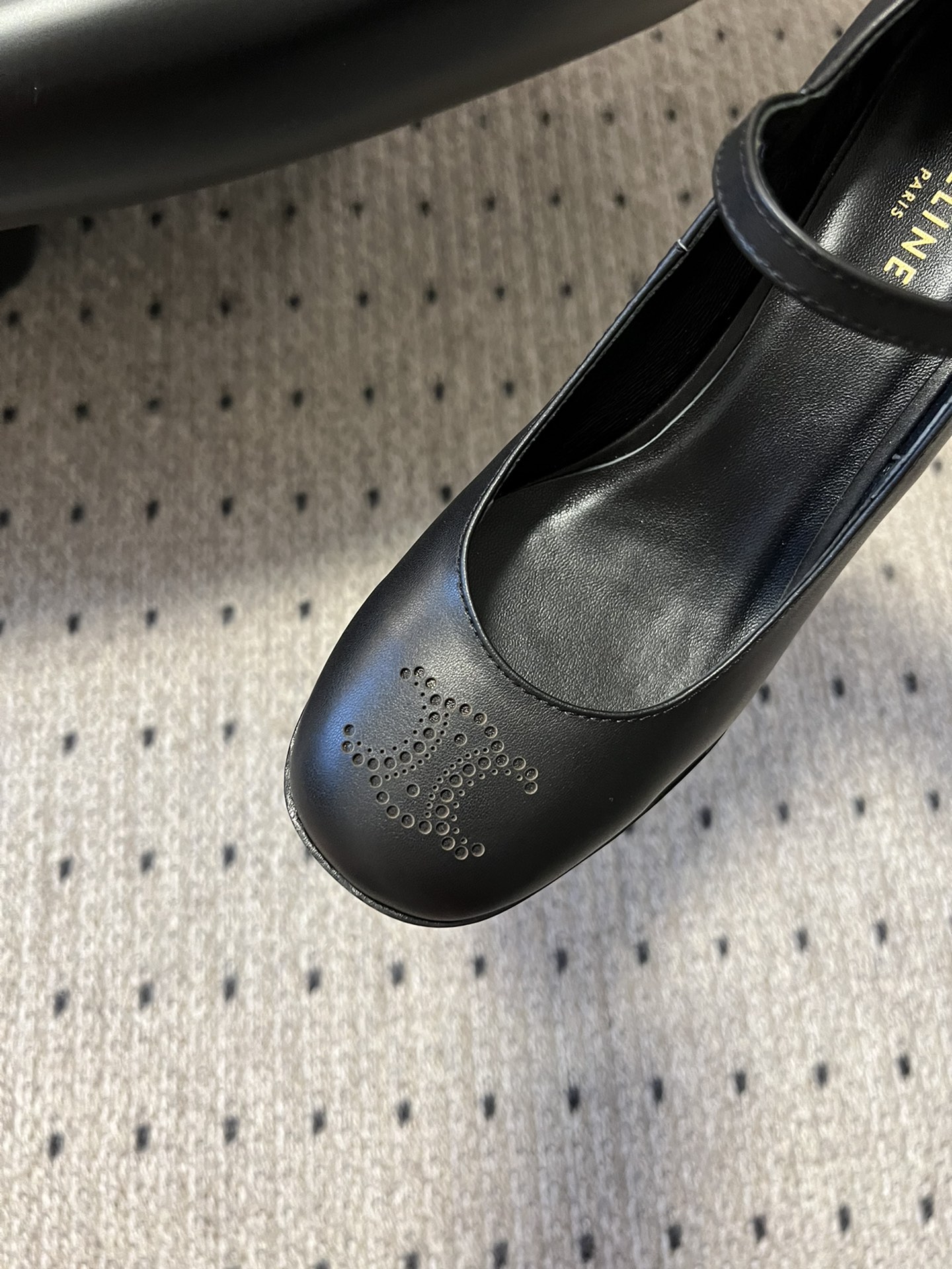CELINE Perforated Arc de Triomphe Mary Jane Chunky Heel Shoes - Image 6