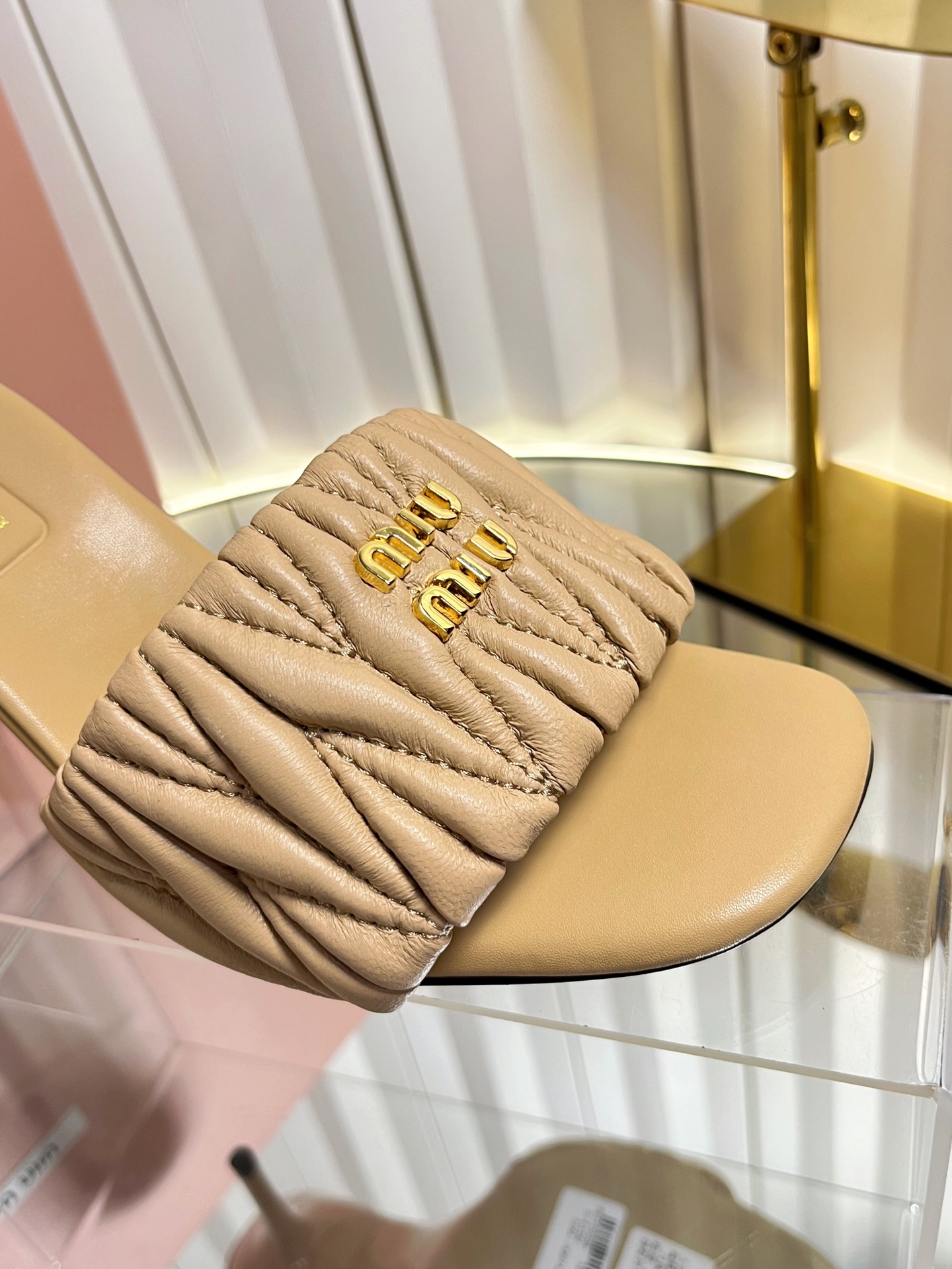 Miu Miu Matelassé pleated stiletto sandals - Image 9