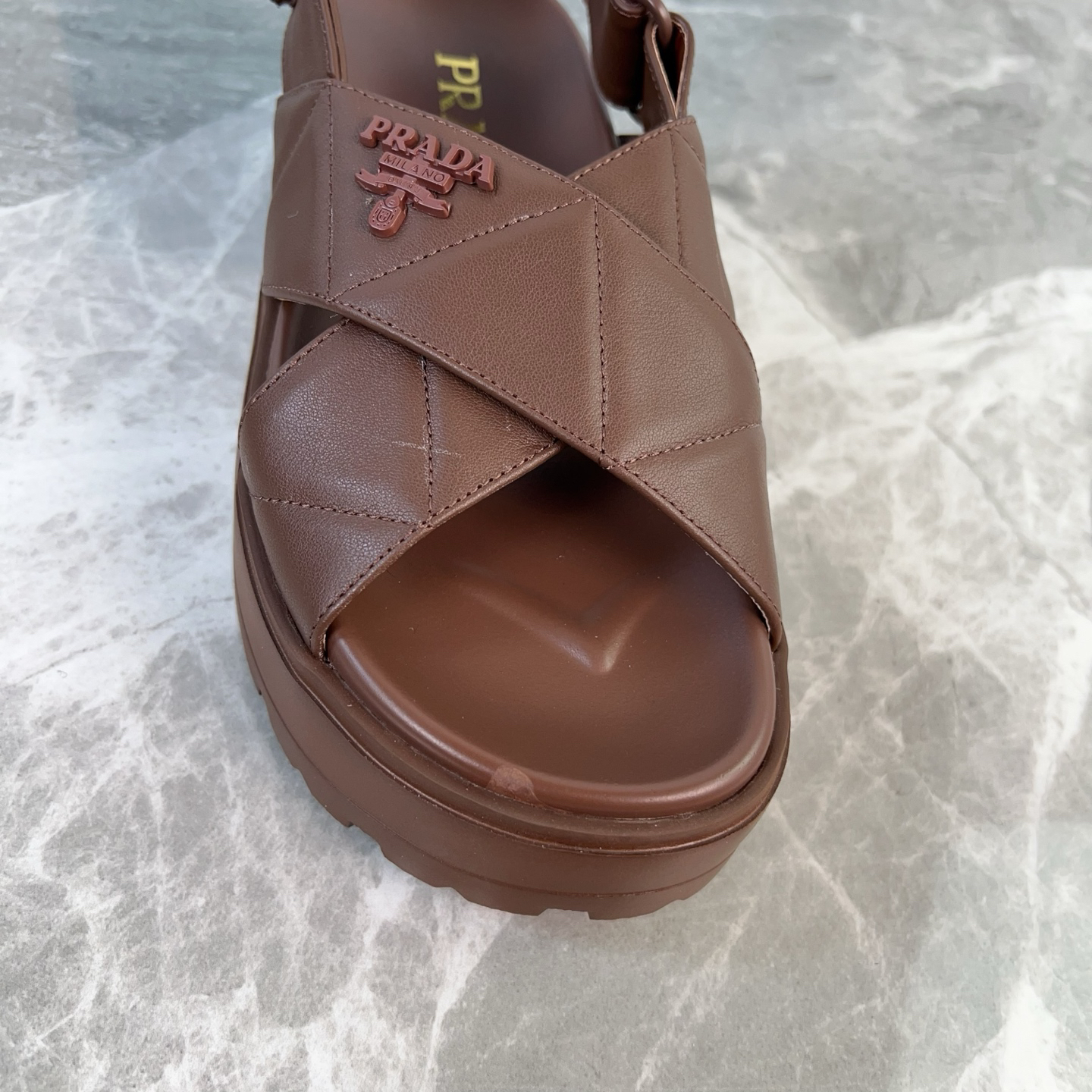 PRADA quilted cross-over platform sandals with back strap - Image 9